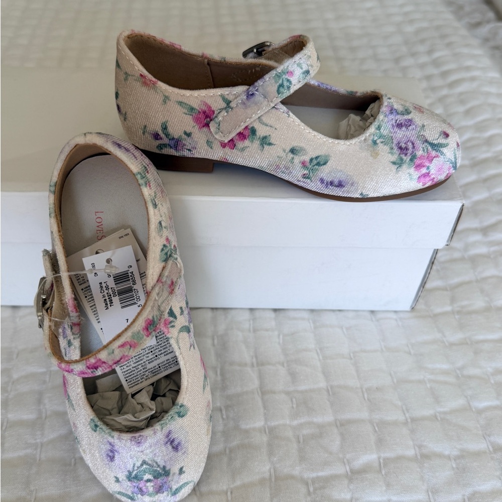 GAP x LoveShackFancy Toddler Girl 7 Mary Jane Floral Shoes NWT